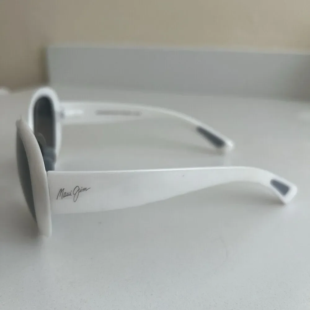 Maui Jim Women’s Nahiku White Pearl Frame Gray Polarized Sunglasses MJ436-05